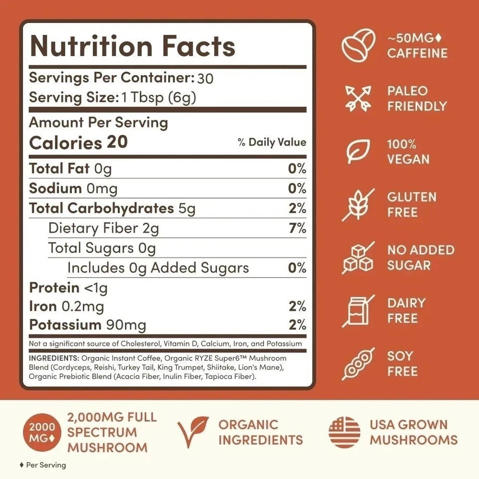 Mushroom Coffee | Gut Health Support | 30 Servings | Free Shipping